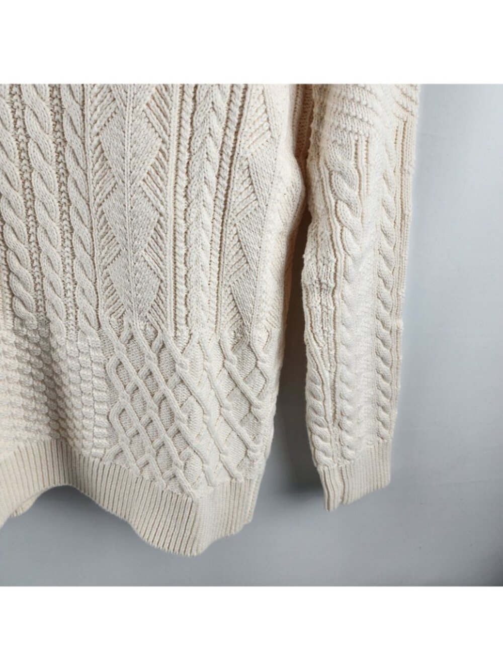 J Crew Sweater Mens Large Cream Cable Knit Pullover - Picture 4 of 9